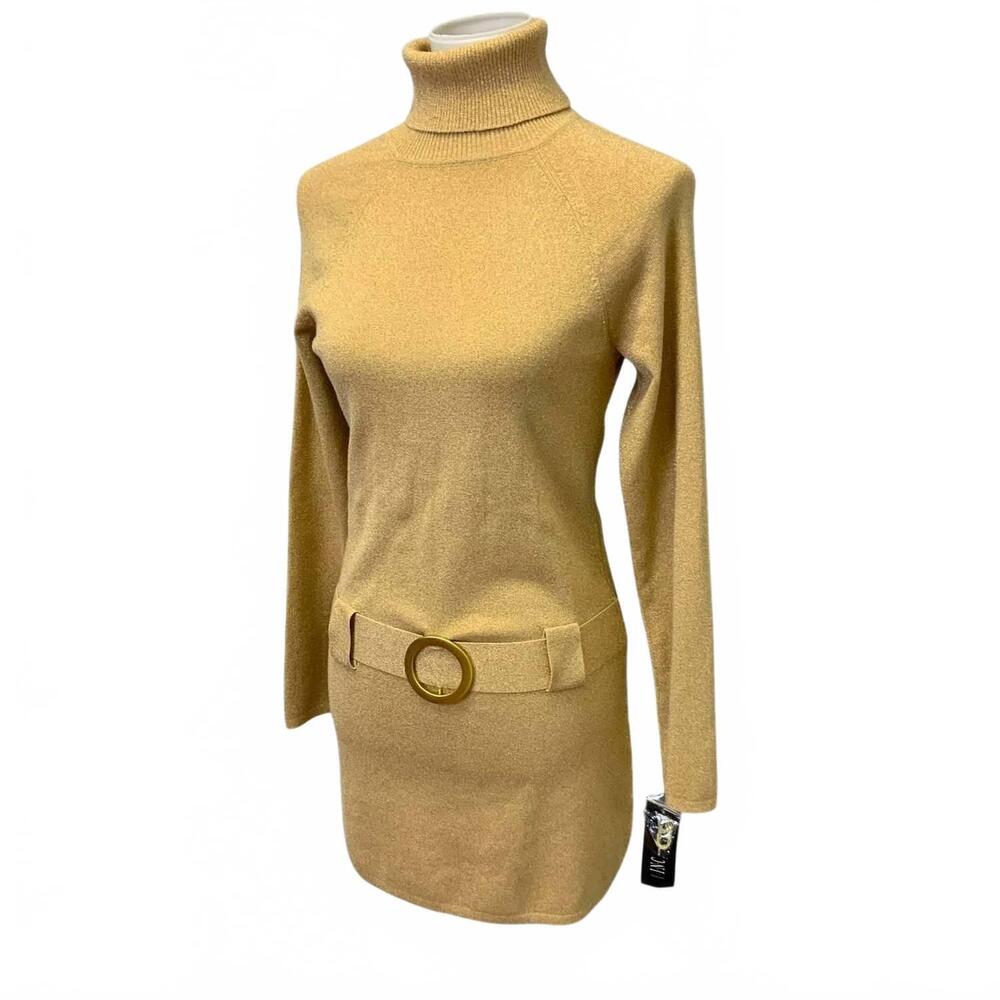 NEW I.N.C. INTERNATIONAL CONCEPTS women's turtleneck low belt sweater mini dress
